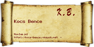Kocs Bence névjegykártya